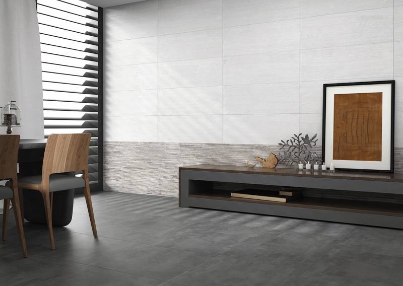 Salon exposition carrelage faïence effet bois Clever - Iroko