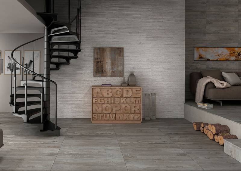 Salon exposition carrelage faïence effet bois Clever - Iroko