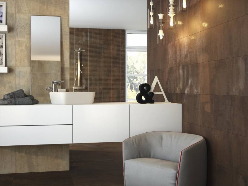 Ambiance effet métallique carrelage Dorian Brown